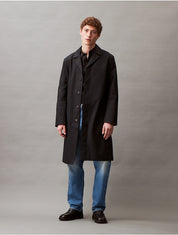 Calvin Klein Men's Classic Fit Button Front Trench Coat Black Large