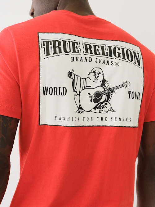 True Religion Mens Regular fit Short Sleeve Graphic T-Shirt Shirt Medium Red