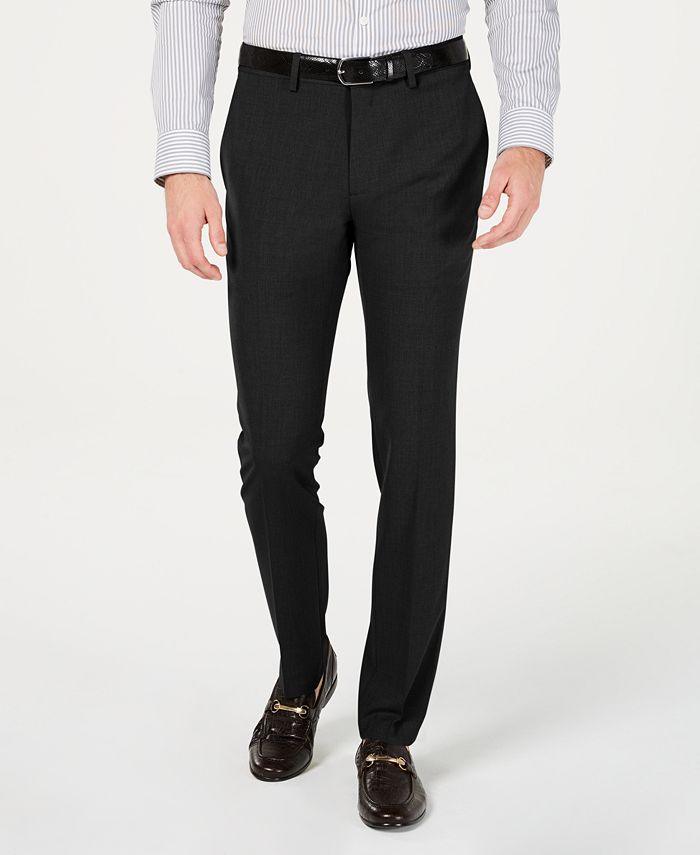 Kenneth Cole Mens Slim fit Dress Pants 30 / 29 Black Solid Stretch