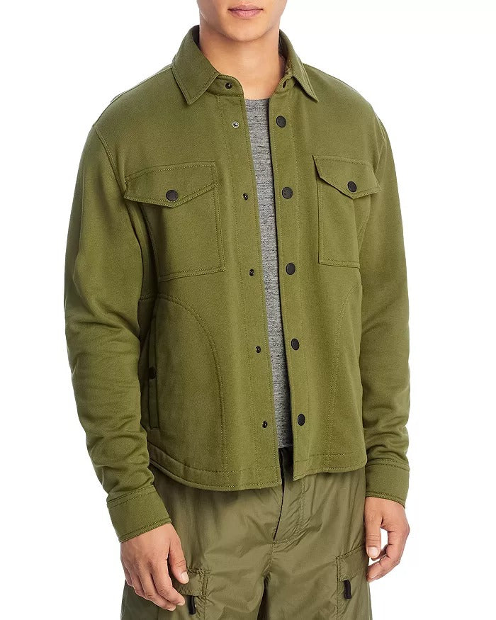 Moncler Mens Button Front Jersey Shirt Size Small Army Green