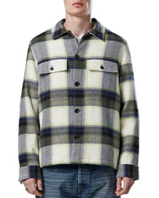 Nn07 Mens Plaid Shacket Coat Small Blue Beige