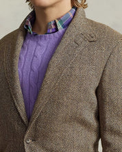 Polo Ralph Lauren Mens RL67 Herringbone Blazer Jacket Sport Coat Brown 40R