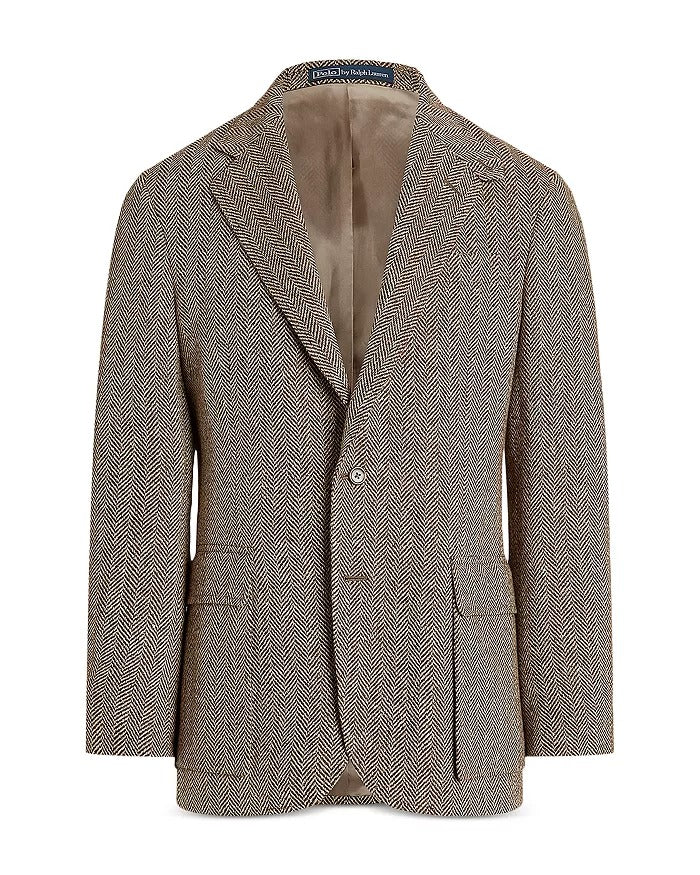 Polo Ralph Lauren Mens RL67 Herringbone Blazer Jacket Sport Coat Brown 40R