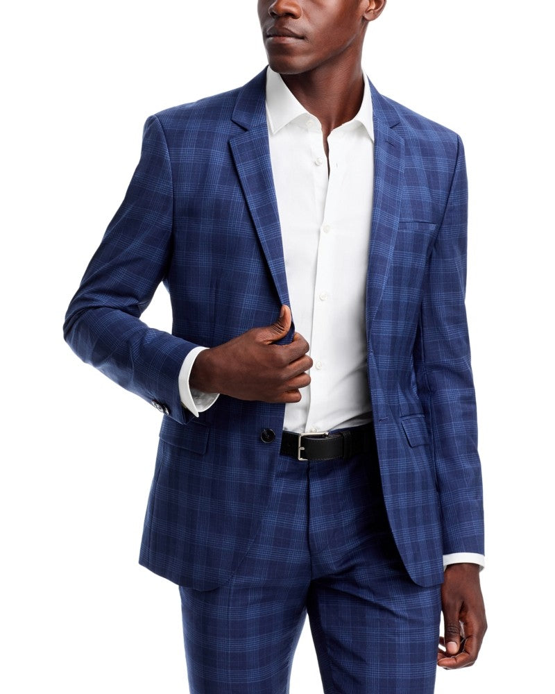 Hugo Boss Mens Slim fit Sport Coat Blazer 38 R Blue Plaid Wool