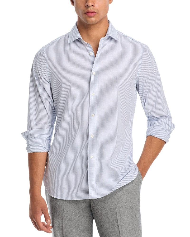 The Mens Store At Private Label Mens Slim fit Button-Up Shirt Small Blue Striped