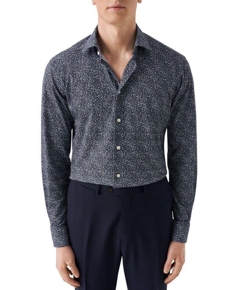 Eton Mens Slim Fit Long Sleeve Button Up Shirt 42 Blue Paisley