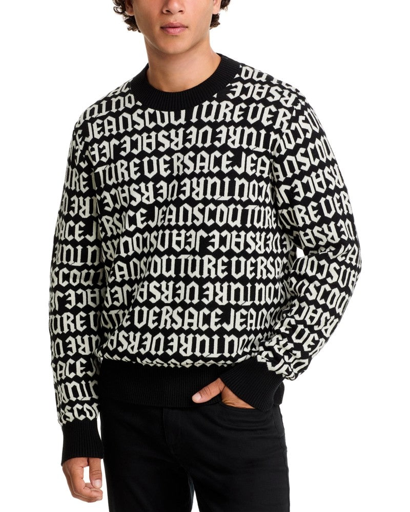 Versace Jeans Couture Wool Blend Monogram Crewneck Sweater Large