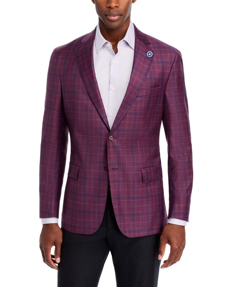 Hart Schaffner Marx Mens Regular fit Sport Coat Blazer 44 L Purple Plaid
