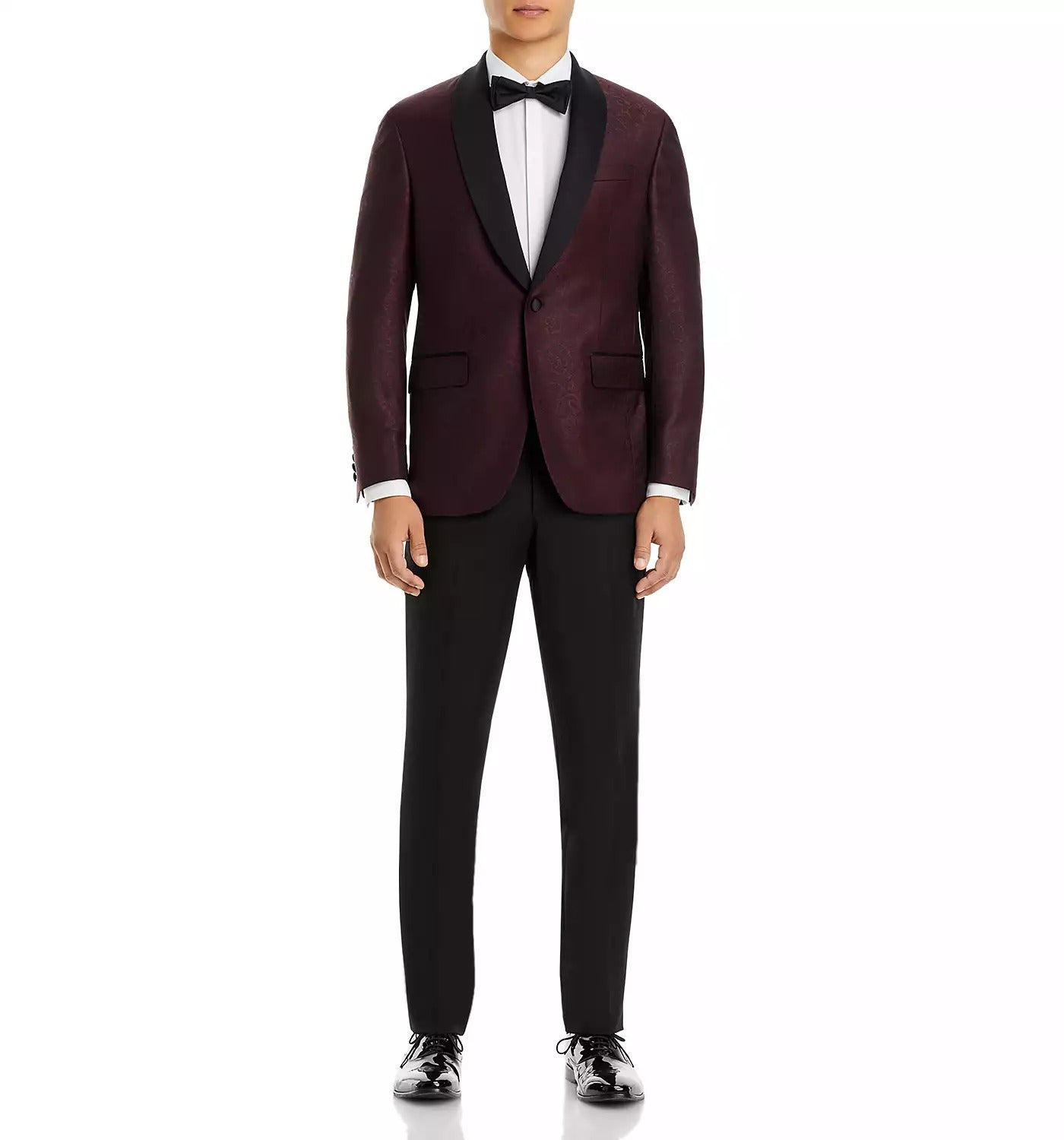 Ted Baker Mens Paisley Jacquard Satin Shawl Dinner Jacket Sport Coat 36R Red