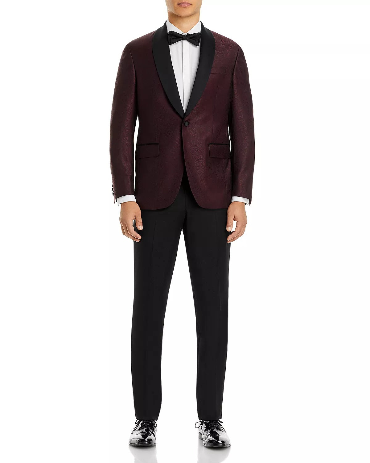 Ted Baker Mens Paisley Jacquard Satin Sport Coat Blazer Burgundy Red  40S