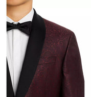 Ted Baker Mens Paisley Jacquard Satin Shawl Dinner Jacket Sport Coat 36R Red