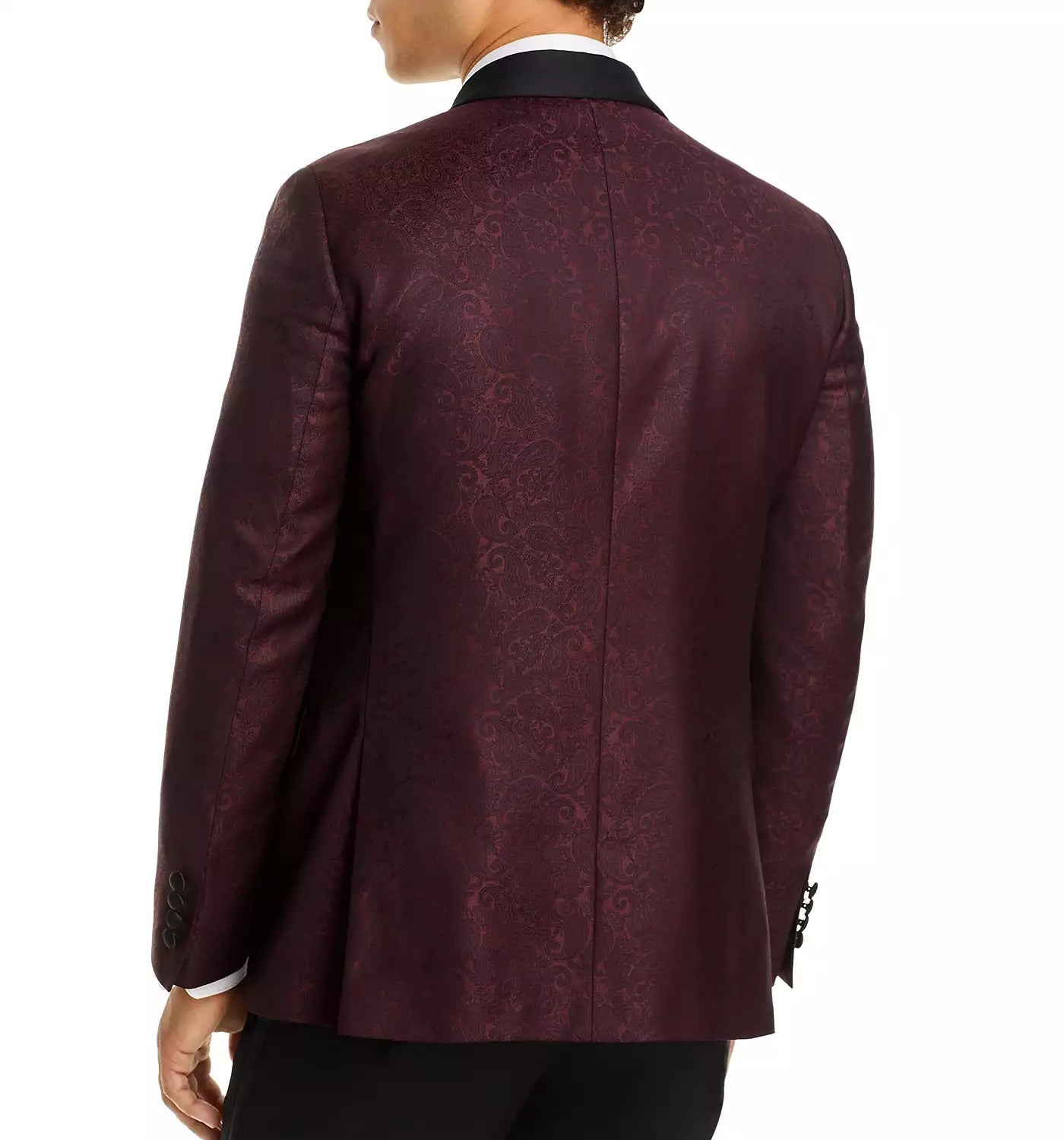 Ted Baker Mens Paisley Jacquard Satin Shawl Dinner Jacket Sport Coat 36R Red