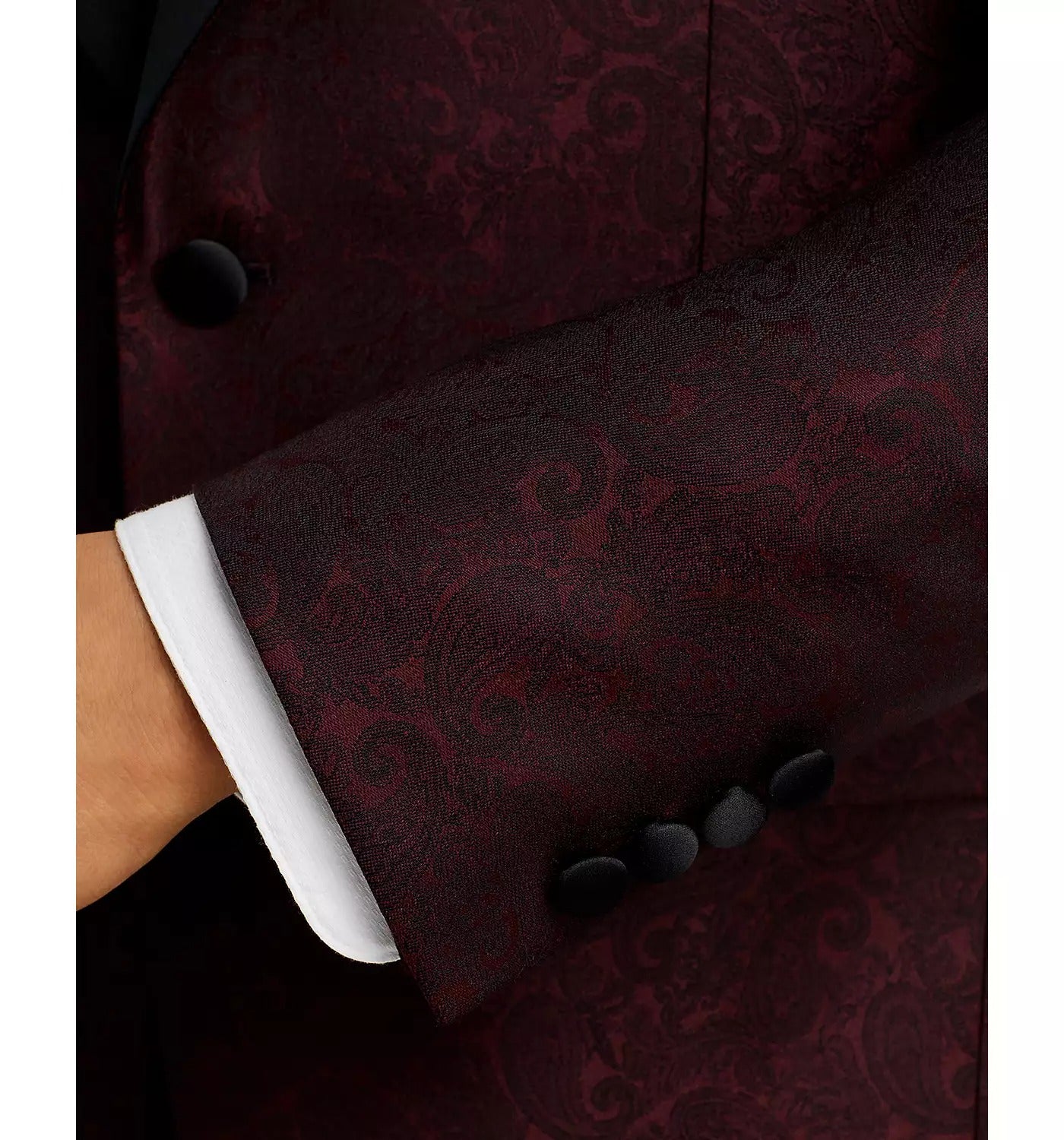 Ted Baker Mens Paisley Jacquard Satin Shawl Dinner Jacket Sport Coat 36R Red