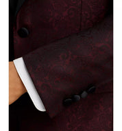 Ted Baker Mens Paisley Jacquard Satin Shawl Dinner Jacket Sport Coat 36R Red