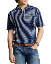 Ralph Lauren Polo Men's Striped Polo Shirt Large Navy Indigo Blue Striped