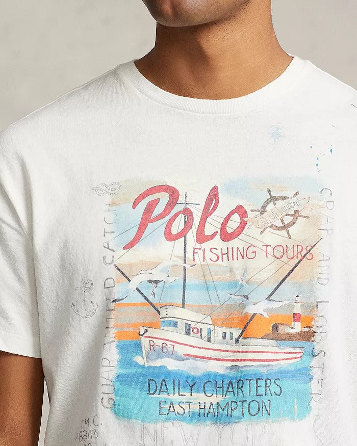 Polo Ralph Lauren Mens Graphic Short Sleeve Cotton T Shirt Nevis White Small