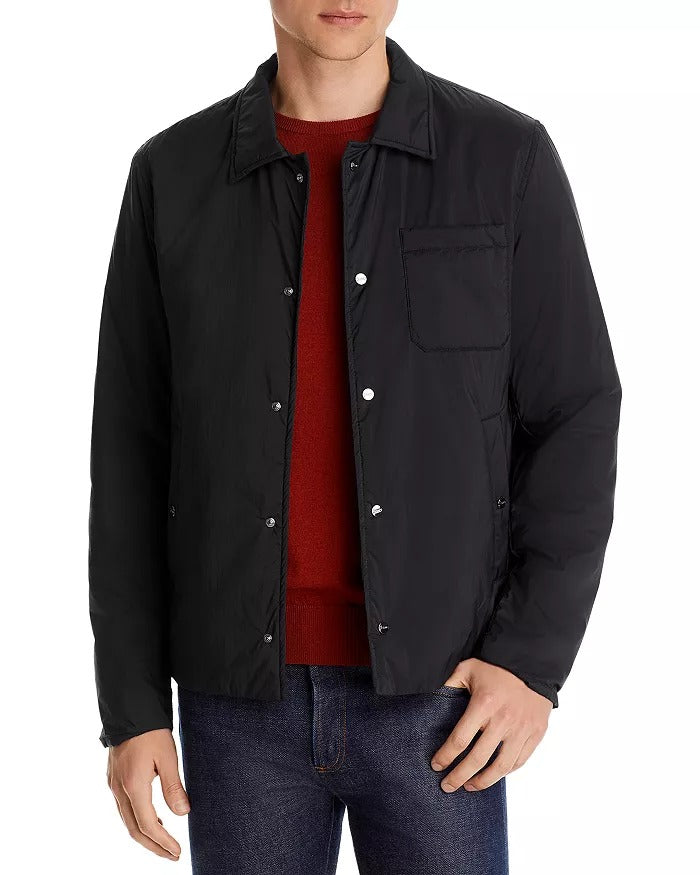 Herno Mens Woven Snap Front Shirt Jacket Size EU 56 US 46 Navy Blue