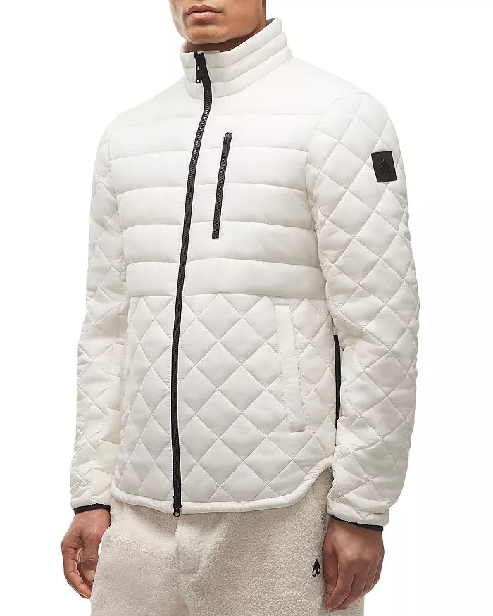 Moose Knuckles Mens Boynton Quilted Down Jacket Medium Plaster White