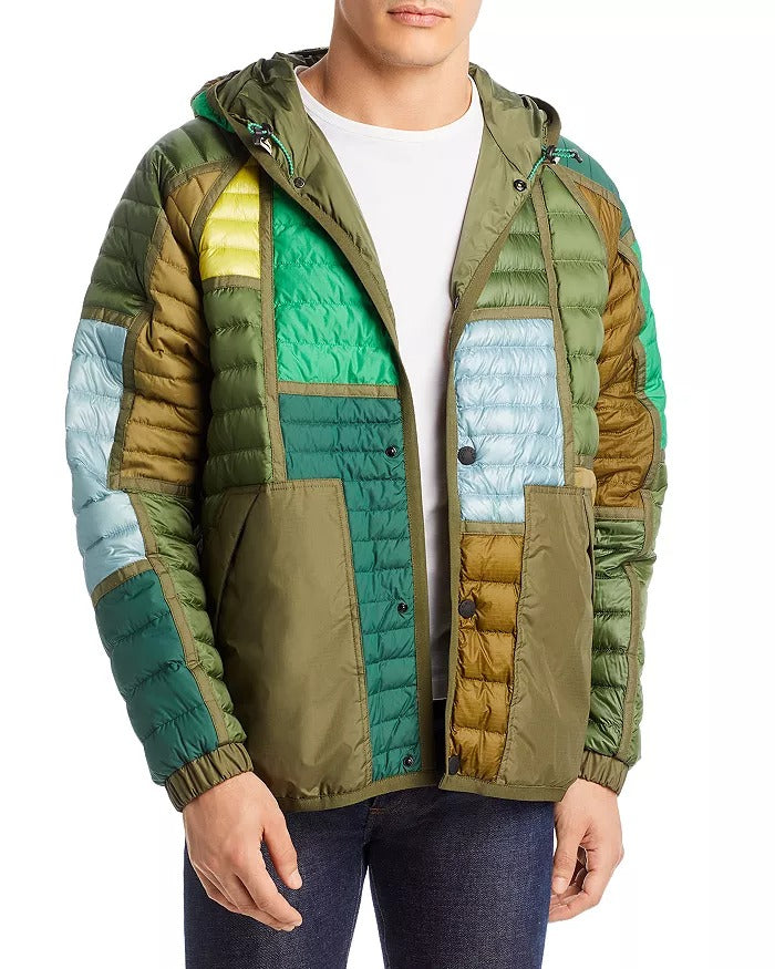 Moncler Mens Raron Colorblocked Patchwork Jacket Size 3 / Large Green