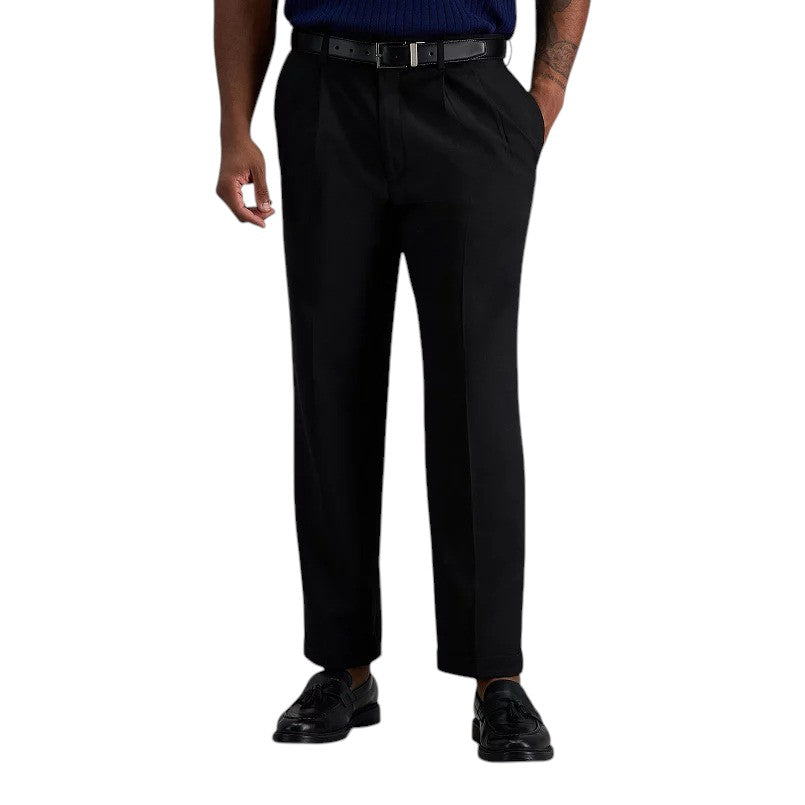 Haggar Mens Classic fit Dress Pants 34 / 32 Black Solid
