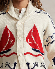 Polo Ralph Lauren Mens Chunky Knit Nautical Shawl Collar Cardigan Sweater Large