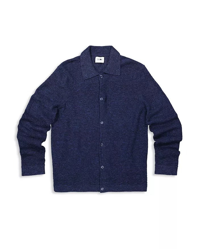Nn07 Mens Regular fit Long Sleeve Button-Up Knit Shirt Small Collared Blue