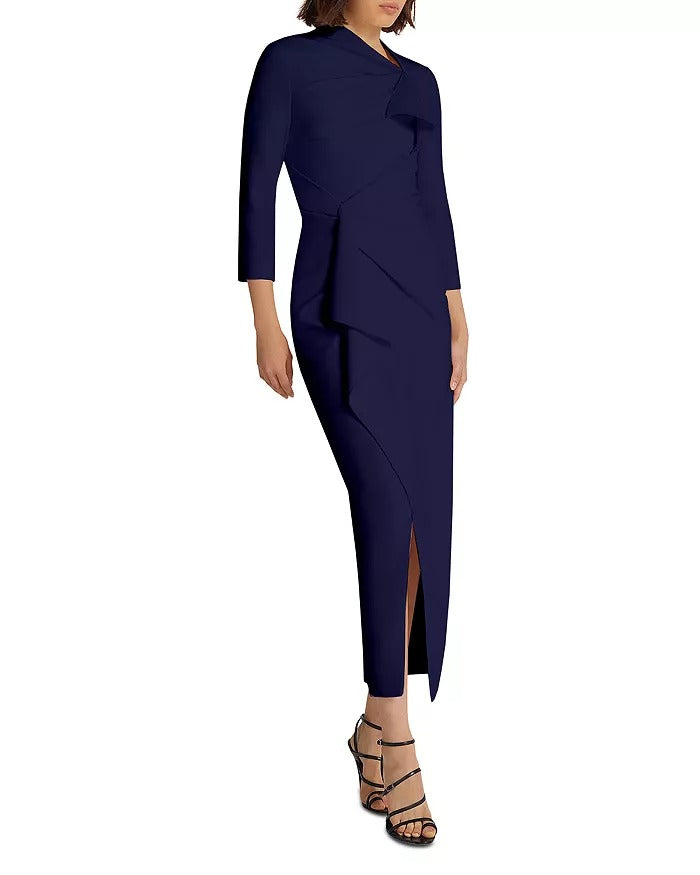 Safiyaa Womens Avery Draped Crepe Midi Dress EU 38 / US 6 Azurite Navy Blue