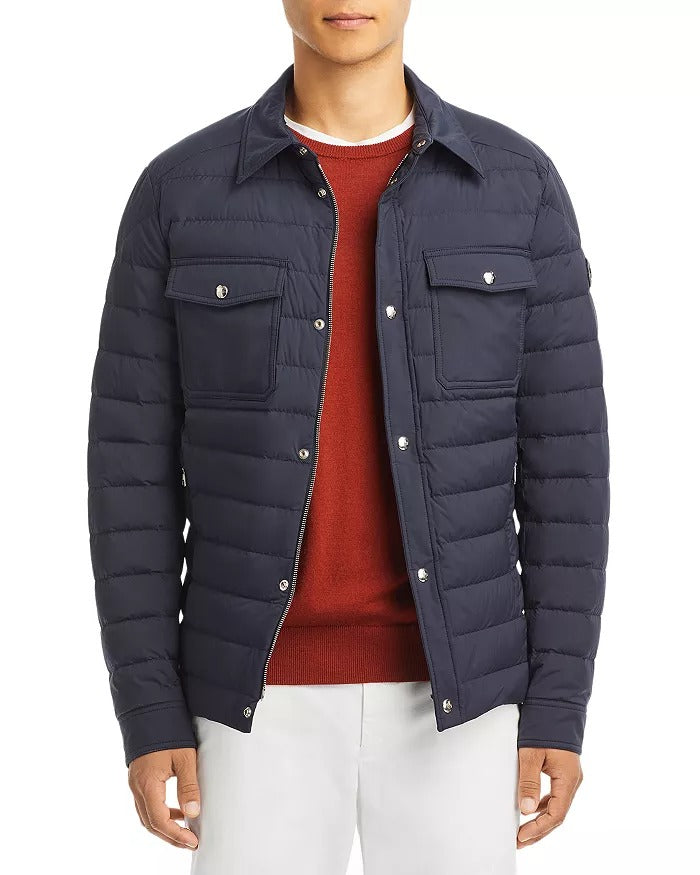 Moncler Mens Mauldre Snap Down Jacket Size 3 / Large Navy Blue