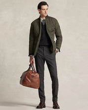 Polo Ralph Lauren Suede Trimmed Quilted Jacket Large Olive Green