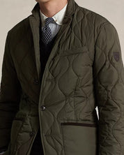 Polo Ralph Lauren Suede Trimmed Quilted Jacket Large Olive Green