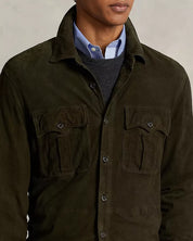 Polo Ralph Lauren Mens Suede Leather Utility Jacket XL Olive Green
