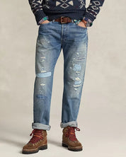 Polo Ralph Lauren Mens Classic Fit Distressed Jeans 32 x 32 Coppit Blue