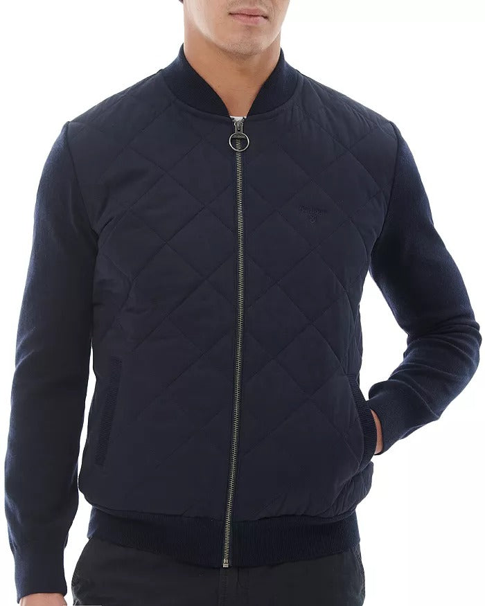 Barbour Mens Essential Box Quilt Zip Front Jacket XXL 2XL Navy Blue