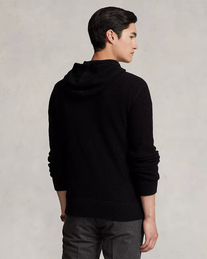 Polo Ralph Lauren Washable Cashmere Waffle Knit Regular Fit Hooded Sweater Small