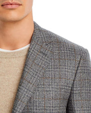 Canali Siena Windowpane Plaid Classic Fit Sport Coat EU 52 US 42L Grey Brown