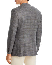 Canali Siena Windowpane Plaid Classic Fit Sport Coat EU 52 US 42L Grey Brown
