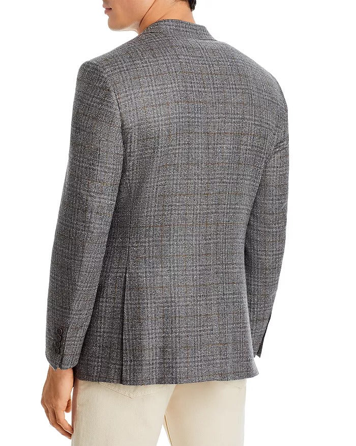 Canali Siena Windowpane Plaid Classic Fit Sport Coat EU 52 US 42L Grey Brown