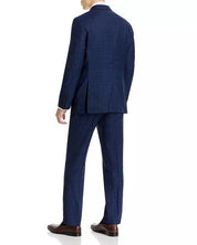 Hart Schaffner Marx New York Regular Fit Suit 42S / 36W Blue Brown Plaid