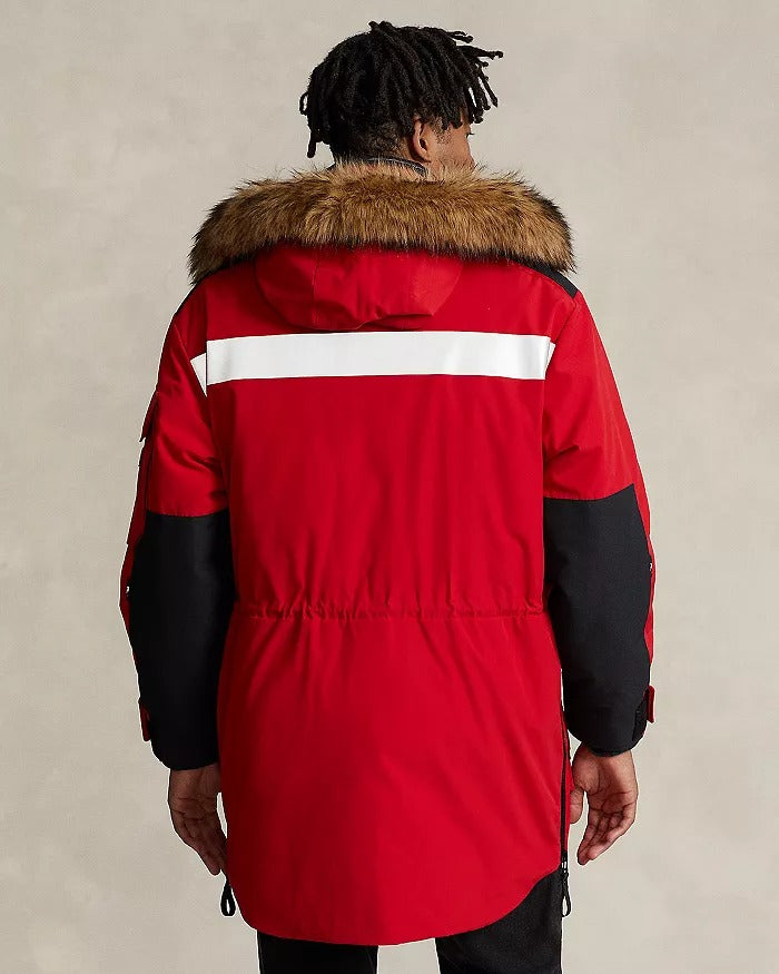 RLX Ralph Lauren Mens Water Repellent Parka Coat Large Red