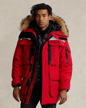 RLX Ralph Lauren Mens Water Repellent Parka Coat Large Red