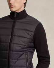 Polo Ralph Lauren Wool Blend Hybrid Quilted Full Zip Mock Neck Sweater Medium