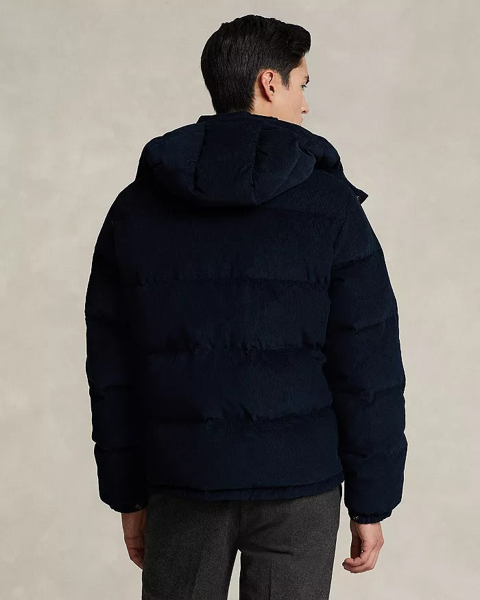 Polo Ralph Lauren Cotton Corduroy Water Repellent Puffer Down Jacket Large Navy