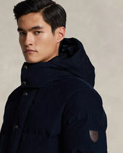 Polo Ralph Lauren Cotton Corduroy Water Repellent Puffer Down Jacket Large Navy