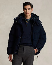 Polo Ralph Lauren Cotton Corduroy Water Repellent Puffer Down Jacket Large Navy