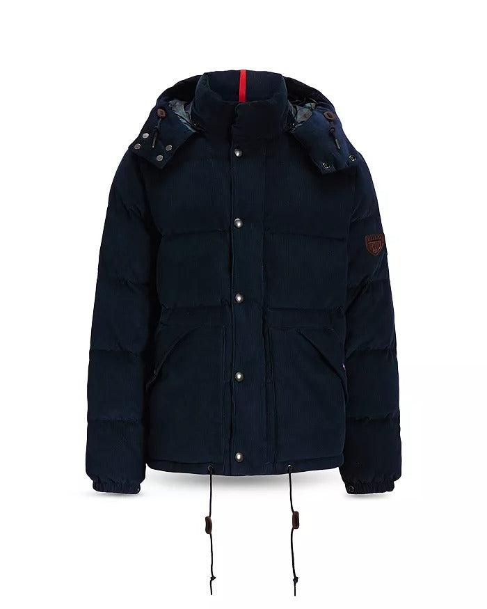 Polo Ralph Lauren Cotton Corduroy Water Repellent Puffer Down Jacket Large Navy