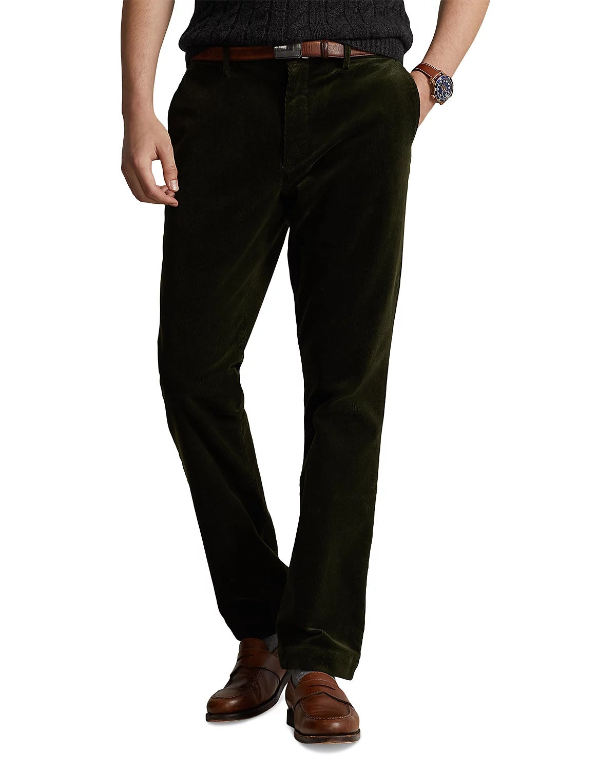 Polo Ralph Lauren Mens Slim Fit Stretch Corduroy Pants Green 38 x 32