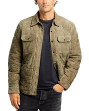 Blanknyc Mens Over the Moon Suede Leather Hex Quilted Jacket Small Brown
