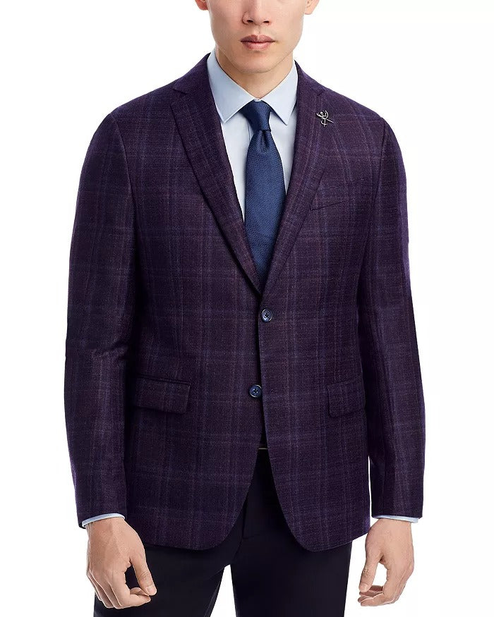 John Varvatos Star Usa Plaid Slim Fit Sport Coat Blazer 40R Purple