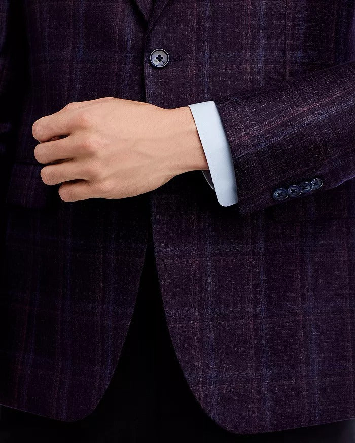 John Varvatos Star Usa Plaid Slim Fit Sport Coat Blazer 40R Purple