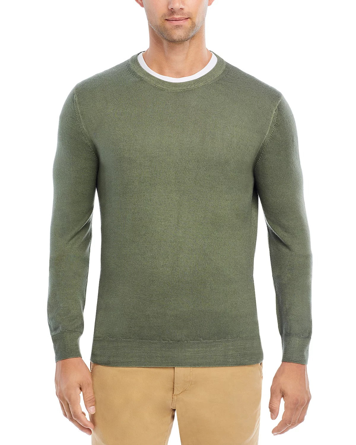 Boglioli Slim Fit Garment Dyed Wool Crewneck Sweater Large Green Made in Italy